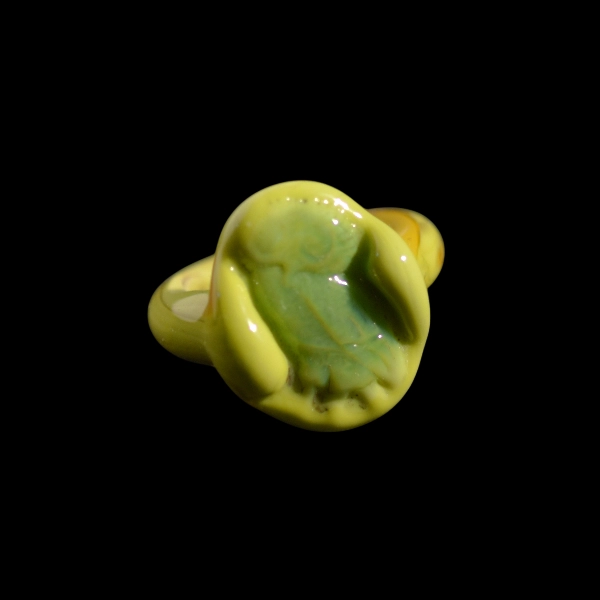 bague Murano blown glass chouette verte